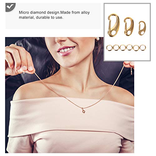 Mikikit Dog Tag Clips: 3Pcs Pet ID Tag for Pet Collar and Harness Flag Clips for Flag Pole Carabiner of Stainless Steel Standard Quick with 6Pcs Rings- Gold