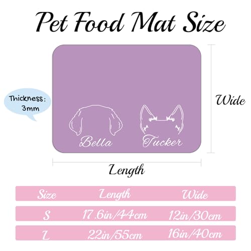 Personalized Dog Food Mats for Floors Custom Pet Placemat Mats for Food and Water Waterproof Customized Pet Food Mat with Name Gifts for Dog & Cat Owners Design 2