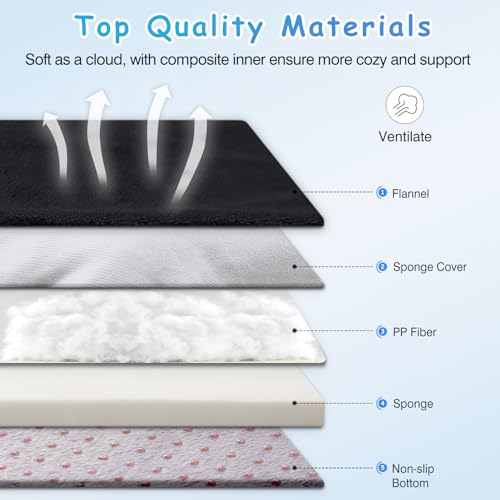 Magic Dog Super Soft Extra Large Dog Bed, 47 Inches Jumbo Orthopedic Foam Pet Beds with Anti Slip Bottom, Dog Sleeping Mattress with Removable and Washable Cover, Dark Grey XL - color: Dark Grey, size: 47.0"L x 39.0"W x 5.0"Th
