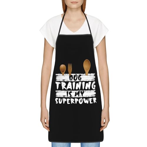 Dog Training is My Superpower Apron for cooking with Pockets Women Men Kitchen Chef Funny Aprons