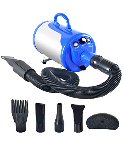 SHELANDY Groomer Partner Pet Hair Force Dryer Dog Grooming Blower with Heater (Blue) - color: Blue