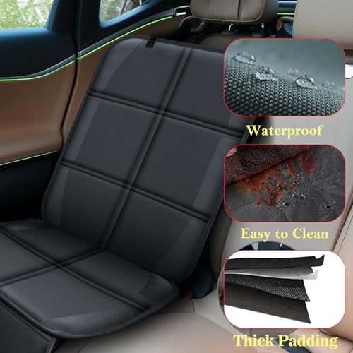 Meolsaek Car Seat Protector for Child Car Seat, Durable 600D Fabric Waterproof Car Seat Cover with Thick Pad Non-Slip Backing，No Imprints (Thicker Black-2pc) - color: Thicker Black-2pc