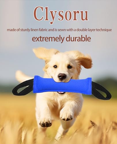 Clysoru Dog Tug Toy Double Pack Tough Jute Bite Pillow Training Equipment Puppy to Large Dogs Interactive - color: Blue Black