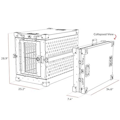 K9 Kennel Boss Aluminum Collapsible Dog Crate, Heavy Duty Folding Kennel - Medium (Black) - color: Black, size: 34.6"L x 25.2"W x 28.9"H