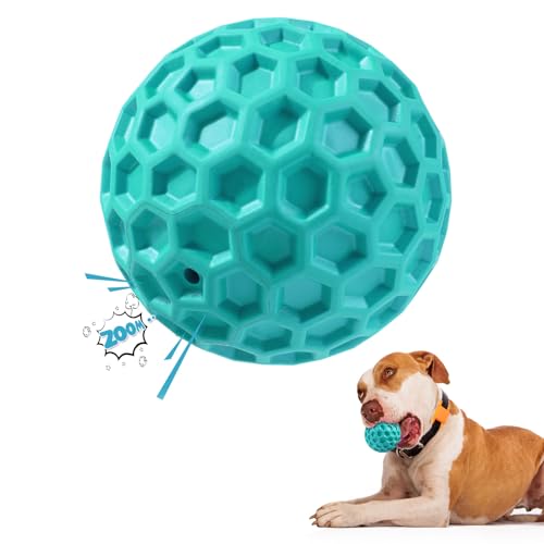 Squeaky Dog Balls, Indestructible Dog Toys for Aggressive Chewers Large/Medium Breed, Natural Rubber Interactive Chew Toys for Teeth Clean, Relieves Anxiety (Light Blue) - color: Light Blue