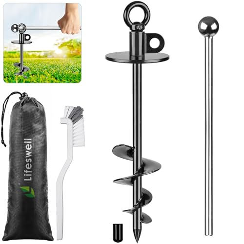 Lifeswel 15 Inch Dog Tie Out Stake, Heavy Duty Dog Anchor for Dogs up to 220lbs, No Tangle, Easy to Install and Remove, Ideal for Yard, Camping, and Beach, 1 Pack (Black) - color: Black-A, size: Only Stake