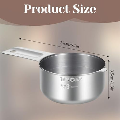 1/2 Cup Single Measuring Cup, Stainless Steel Measure Cups, Engraved Marking Single Measuring Scoop, Metal Measure Cups for Kitchen (120 ml | 4 oz | 120 cc)