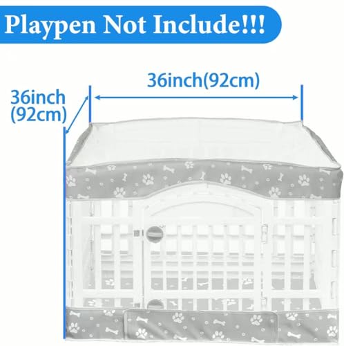 Dog Playpen Bottom Pad and Mesh Top Cover fit 36" x 36“ Puppy Playpen(Fence NOT Included),Reusable for Pet Training,Dog Crate,Waterproof Pet Pee Pads,Whelping,Puppies/Small Dogs,Hoop&Loop Design,Gray - color: 36"-BOTTOM and COVER-GARY