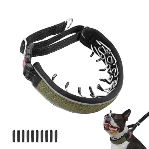 Martingale No Pull Dog Collar for Large Medium Dogs Training Walking, Heavy Duty Nylon Reflective Adjustable Anti Pull Slip Collar with Buckle L Army Green - color: Army Green, size: L (19"-26" Neck, 1.7" Wide)