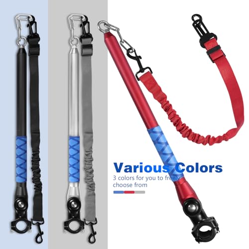 Bicycle Dog Leash for Riding, Hands Free 150° Rotating Built-in Shock Absorber Bike Retractable Leashes for Cycling, Elastic Nylon Adjusted Car Holder Seat Belt Rope (Red) - color: Red