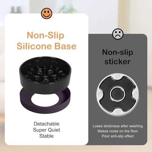 Sted Ceramic Slow Feeder Dog Bowls with Silicone Base, Slow Feeding Dog Bowl Small Medium Breed, Dogs Foods Bowls for Fast Eaters, Puzzle Dogs Food Bowl, Maze Black - color: Black, size: Medium-8 inches