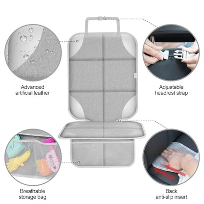 Meolsaek Car Seat Protector for Child Car Seat, Durable 600D Fabric Waterproof Car Seat Cover with Thick Pad Non-Slip Backing，No Imprints (Silver Gray-2pcs) - color: Silver Gray-2pcs