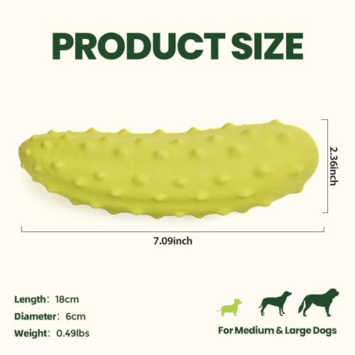 LIFLIX Tough Squeaky Dog Toys, Durable Dog Chew Toy with Natural Rubber, Teething Toys for Medium Large Breeds, Cucumber Pickle Shape, Yellow - color: yellow