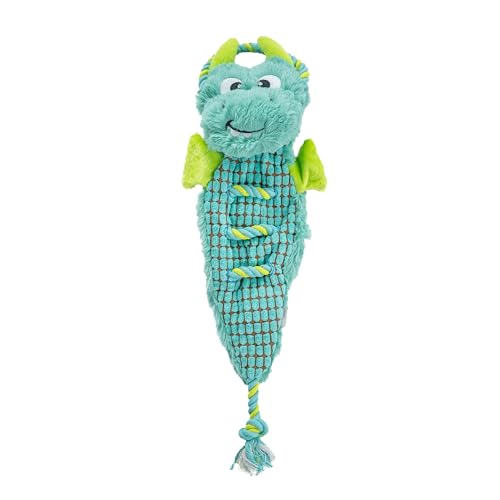 Outward Hound Ropiez Rope Interactive Dog Tug Toy for Tugging Squeaky Fun, 21 Inch Dragon, Blue, Medium - color: Ropiez Dragon