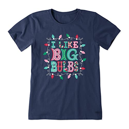 Life is Good Women's Crusher Tee - color: I Like Big Bulbs Splashy-darkest Blue, size: X-Small