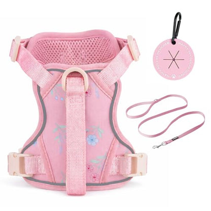 Petmolico No Pull Cute Dog Harness for Small Dogs, with Two Leash Clips and Soft Handle, Reflective Easy Walk Dog Harness- Light Pink,Small - color: Light Pink, size: Small