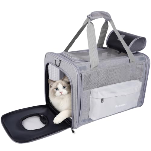 Cat Carriers, 17"x11"x11" Collapsible Pets Travel Carriers Dog Carrier Pet Carrier, Waterproof Airline Approved Soft Sided, Car Travel Portable Bag for Big Cats/Small Dogs(Gray)