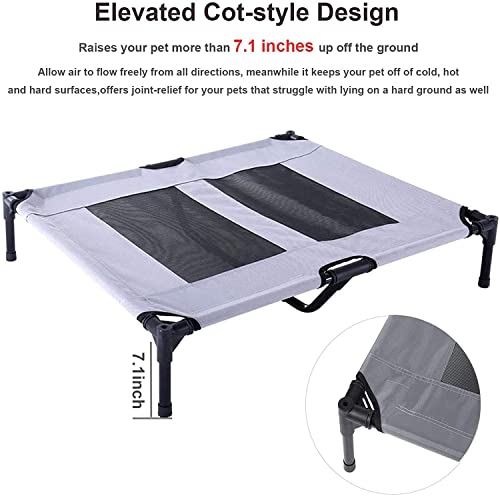 PawfectPals Portable Cooling Waterproof Elevated Heavy Duty Camping Pet Bed and Cot with Detachable Shade for Indoor and Outdoor use (Large) - size: Large