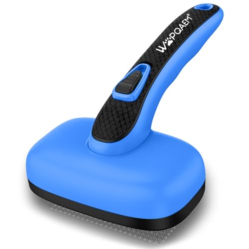 Self Cleaning Slicker Brush for Dog and Cat Deshedding, Blue | Shedding Brush for Dogs & Cats, One-Click Retractable Bristles for Easy Cleaning Flying Hair at Home - color: Blue 1 PCS