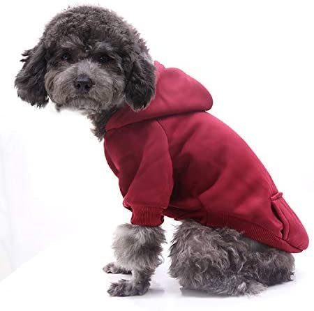 Idepet Pet Dog Hoodies Dog Clothes for Small Dogs Vest Chihuahua Clothes Warm Coat Jacket Autumn Puppy Outfits Cats Dogs Clothing(S, WineRed) - color: WineRed, size: Small