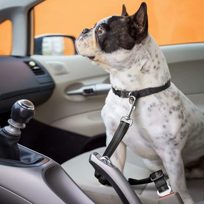 GoodStay Dog Seat Belt for Cars, Adjustable Pet Car Seat Belt, Heavy Duty Nylon Safety Leash with Shock Absorbing Bungee, Universal Seat Belt Clip for Small, Medium & Large Dogs