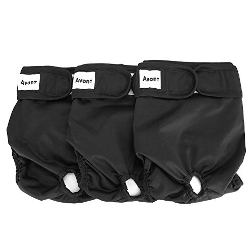 Avont 3 Pack Washable Female Dog Diapers, Premium Reusable Highly Absorbent Doggie Period Panties Durable Dog Diaper Cover -XL 3 Black - size: XL