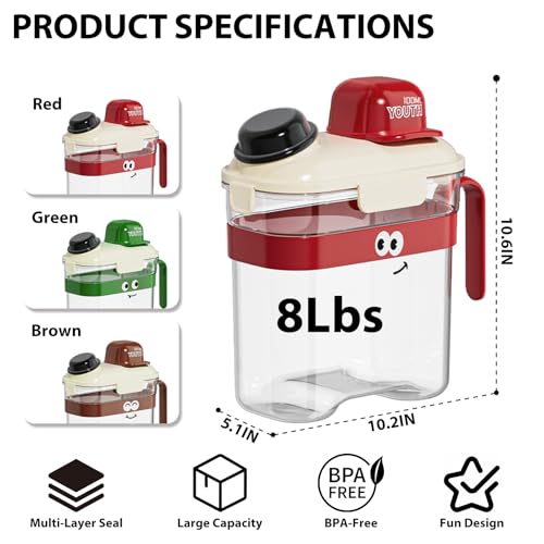 Pet Food Storage Container with Airtight Lid, 8lbs Large Capacity Cat Dog Food Storage Bins with Measuring Cup, Pour Spout & Handle, BPA-Free, Leak-Proof for Dry Food, Cereals (Brown) - color: Brown