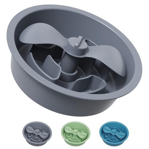 AVERYDAY Slow Feeder Dog Bowls for Medium Breed, 1.5 Cups Deep Food Puzzle Bowl with Spinning Slow Feeder Insert, Non-Slip Bottom, Fits for Raised Stand, Hard Maze Design for Small and Medium Dogs - color: Petal Feeder Grey, size: 1.5 Cup - Fit 6.4-6.7''