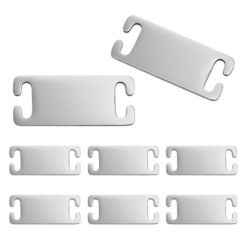 UNICRAFTALE 10Pcs Personalized Dog Collar Silent Engraved Slide On Pet ID Tag Adjustable Dog Collar Stainless Steel Stamping Blank Tag Rectangle Pet Collar Tags for Cats Dogs 1.38x0.57 Inch - size: 35mm Long