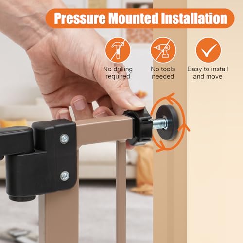 keny Extra Wide Baby Gate - 29" to 47.3" Auto Close Safety Gate, Pressure Mounted, No Drilling, Brown - color: Brown, size: 29-47.3"Wide, 30"Tall