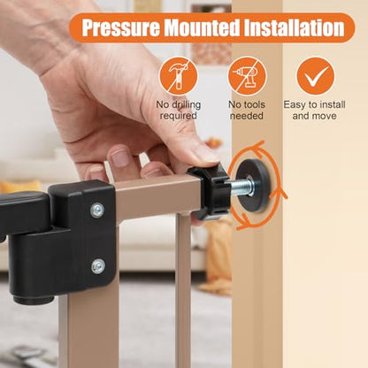 keny Extra Wide Baby Gate - 29" to 47.3" Auto Close Safety Gate, Pressure Mounted, No Drilling, Brown - color: Brown, size: 29-47.3"Wide, 30"Tall