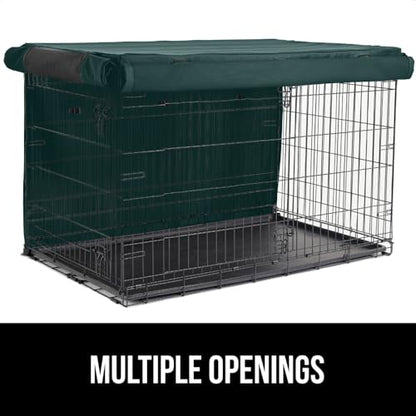 GORILLA GRIP Dog Crate Covers Compatible with Amazon Basics Dog Crates, All Sides Open, Privacy Cover Fits 48" Wire Kennel, Breathable Mesh Windows, Light Reducing Training Cage Topper, Hunter Green - color: Hunter Green, size: 48" X 30" X 33"