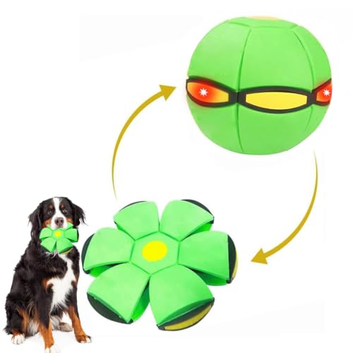 UFO Magic Balls, Flat Flying Saucer Ball with 3 Lights, Creative Pop Up Ball for Kids, Transforming Flying Saucer Bouncy – Interactive Bouncing Balls for Parent-Child Outdoor Sports (Green) - color: Green