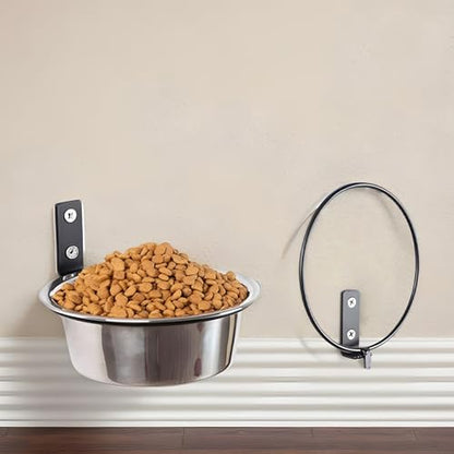 Dog Bowl, Pet Feeder, Cat Dish, Wall Mounted Bowl Set, Stainless Steel Spill Proof Design, with Foldable Elevated Stand, for Puppy Bunny Indoor Feeding Station Use