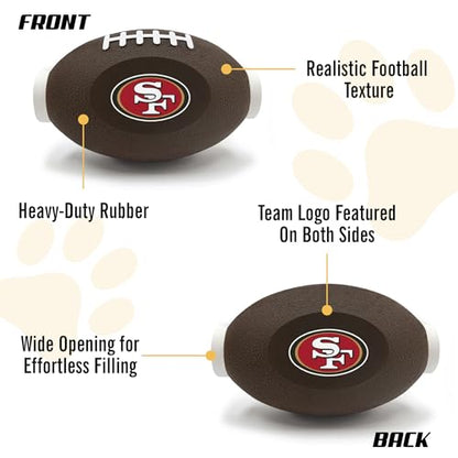 NFL San Francisco 49ers Football Treat Dispensing Toy for Dogs and Cats, Rubber Ball Pet Toy, Interactive Fun Doggie Treat Toy, Natural Rubber Feeding Toy - color: San Francisco 49ers