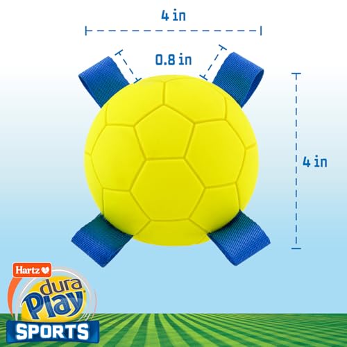 Hartz Dura Play Sports Soccer Dog Toy, Bacon Scented Squeaky Latex Yellow & Blue Toy, 3 Count - size: 3 Count, style: Soccer Ball
