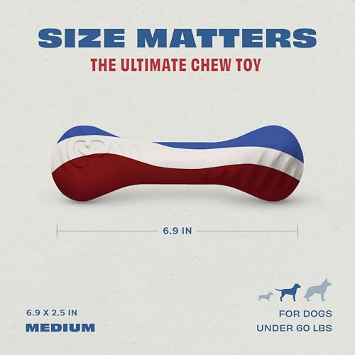 Benebone Natural Rubber Dog Chew Toy, Dog Bone, USA 250th Anniversary Limited Edition America 250, Medium - size: 1 Pack, style: America 250 - Bone