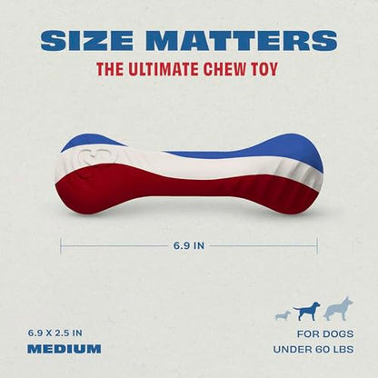 Benebone Natural Rubber Dog Chew Toy, Dog Bone, USA 250th Anniversary Limited Edition America 250, Medium - size: 1 Pack, style: America 250 - Bone
