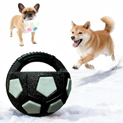 Dog Toy Ball TPR Interactive Football 5 Inch Durable Chew Resistant Fetch Toy, Rolling & Bouncing Play for Medium Large Dogs, Chew Toy for Dental Health & Energy Release (Black02) - color: Black02