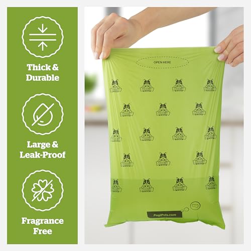 Pogi’s Dog Poop Bag Dispenser – Holder with Metal Carabiner for Leashes, Includes 15 Fresh Scented Bags - color: Unscented, size: 1 Count (Pack of 15)