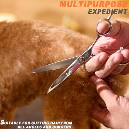 High-end Professional Dog Grooming Curved Scissors Pet Curved Shears 7.5 Inches Extremely Very Sharp Made Of Stainless Steel Alloy By Hand For Dog Cat Groomer - size: 7.5inch, style: Curved Shears