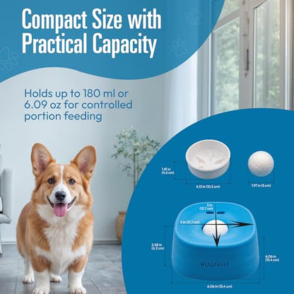 Dog Lick Bowl Licking Toy - Lick Ball Liquid Treat Slow Feeder for Dogs Feed with Rolling Toys - Interactive Lick Sphere Slow Feed Pet Treat Dispensing Bowls for Dogs Stress Anxiety Relief