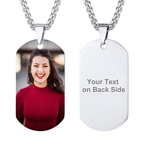 PROSTEEL Cross Necklace for Men Women, 316L Stainless Steel Dog Tag Cross/Dog Tags Military, Jesus Crucifix, Snake Cross, Black/Gold/Silver/Rose Gold/Blue Tone Cross Pendant, Come with Box - color: 2. Silver, style: 9. Custom photo and engrave words