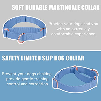 Soft Leather Martingale Dog Collar - Adjustable Rose Gold Limited Slip Collars [Easy to Clean], Stylish Durable Heavy Duty Nylon No Pull Training Collar for Small Medium Large Dogs S Blue Purple - color: Blue Purple, size: S (Neck 10"-15", Width 4/5")