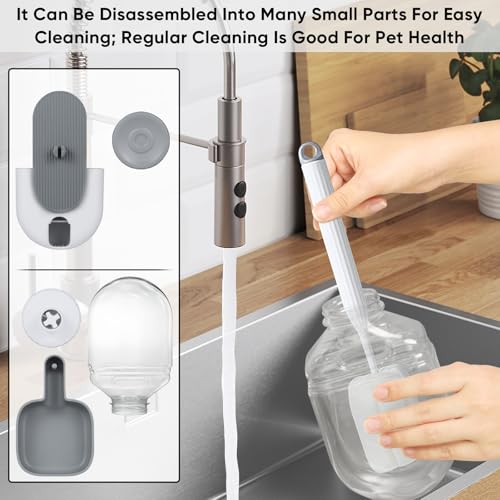 Lemtrflo 28oz Hanging Automatic Water Dispenser，Rabbit Water Bottle,Bunny Guinea Pig Ferret Water Bowl for Cage,Suitable for Small Animal Puppies(Cage Grid Spacing Over 1.2'') (Gray) - color: Gray