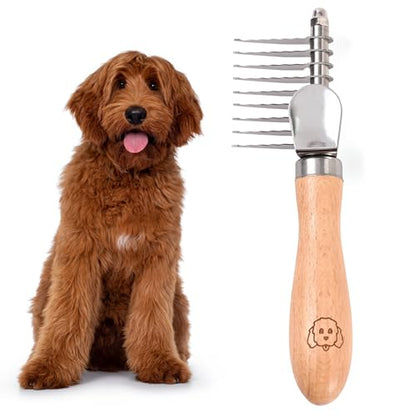 We Love Doodles Dog Dematting Brush & Rake, Detangler Brush for Dogs, Comb Tool for Grooming, Best for Doodles, Poodles, Goldendoodles, Cats & Other Pets, Matted Fur Removal On Undercoat, Small - size: Dematting Rake Small