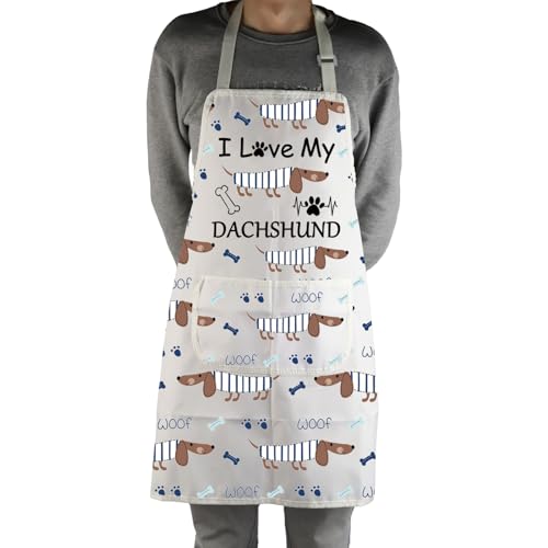 MBMSO Dachshund Apron Dog Apron with Pockets Dachshund Lovers Gift for Grooming Apron for Dog Groomer Dachshund Cooking Apron