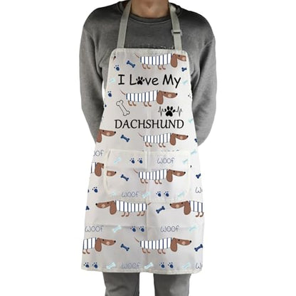 MBMSO Dachshund Apron Dog Apron with Pockets Dachshund Lovers Gift for Grooming Apron for Dog Groomer Dachshund Cooking Apron