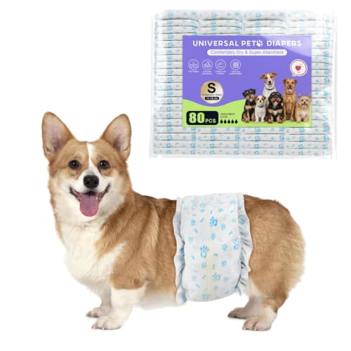 Disposable Dog Diapers Male 80 Count Belly Bands for Male Dogs Small, Male Dog Diapers with Wetness Indicator Adjustable Male Dog Wraps Super Absorbent Leak-Proof for Incontinence Marking - Blue - size: S