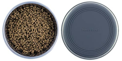 2.5 lb Weighted Dog Bowl - No Slip, No Tip - Heavy Stainless Steel Dog Bowl with Silicone Rubber Foot | Heavy Stainless Steel dog bowl with silicone rubber foot